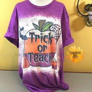 NEW ADULT UNISEX LARGE Handmade "Trick or Teach" Tee